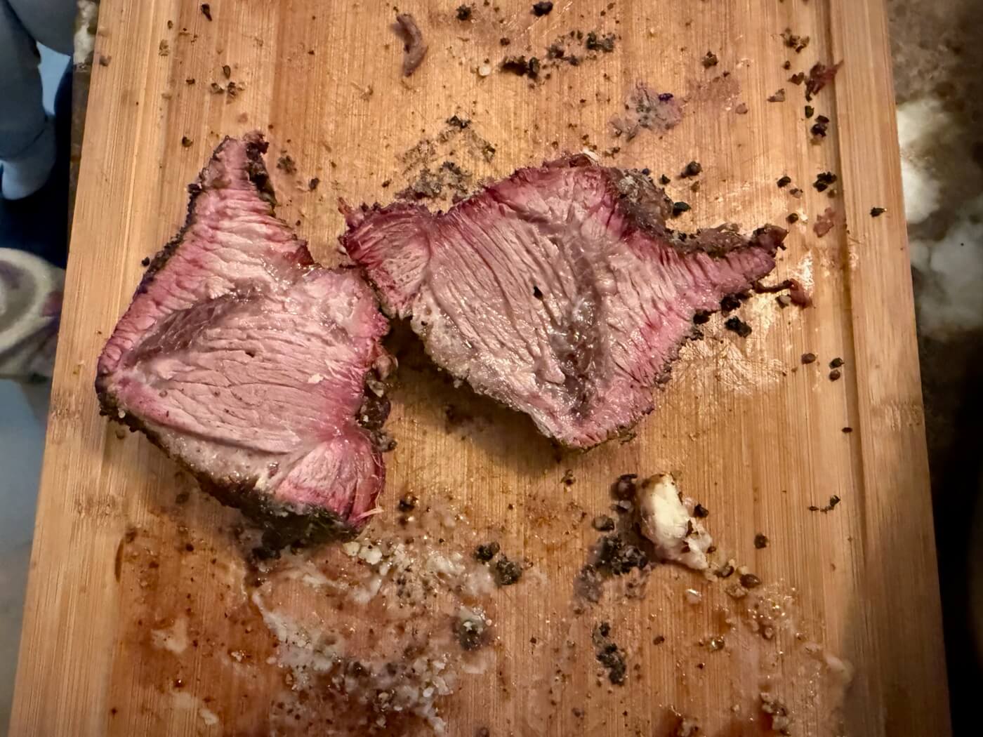 Segunda tentativa: resultado do peito bovino no detalhe